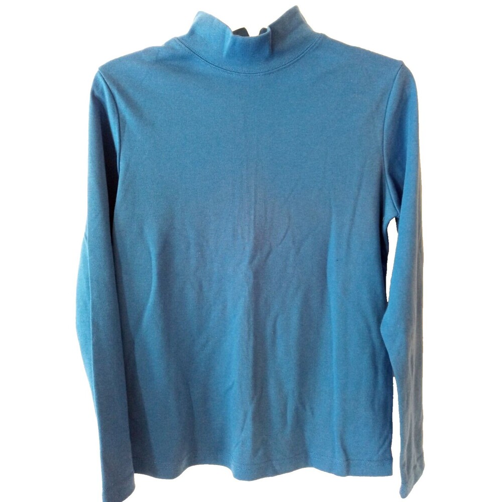 Ultra Softs Women's Shirt Top Blue Pull Over Mock Neck Long Sleeve Office NWOT